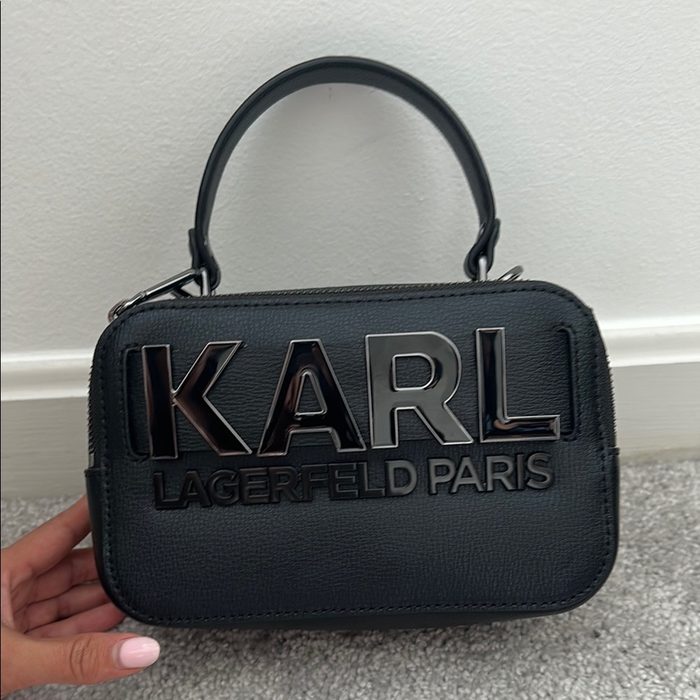 Karl Lagerfeld Black Mini Bag with Glossy Logo